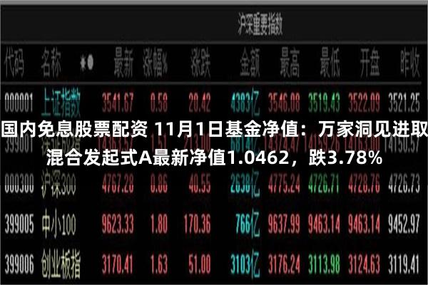 国内免息股票配资 11月1日基金净值：万家洞见进取混合发起式A最新净值1.0462，跌3.78%